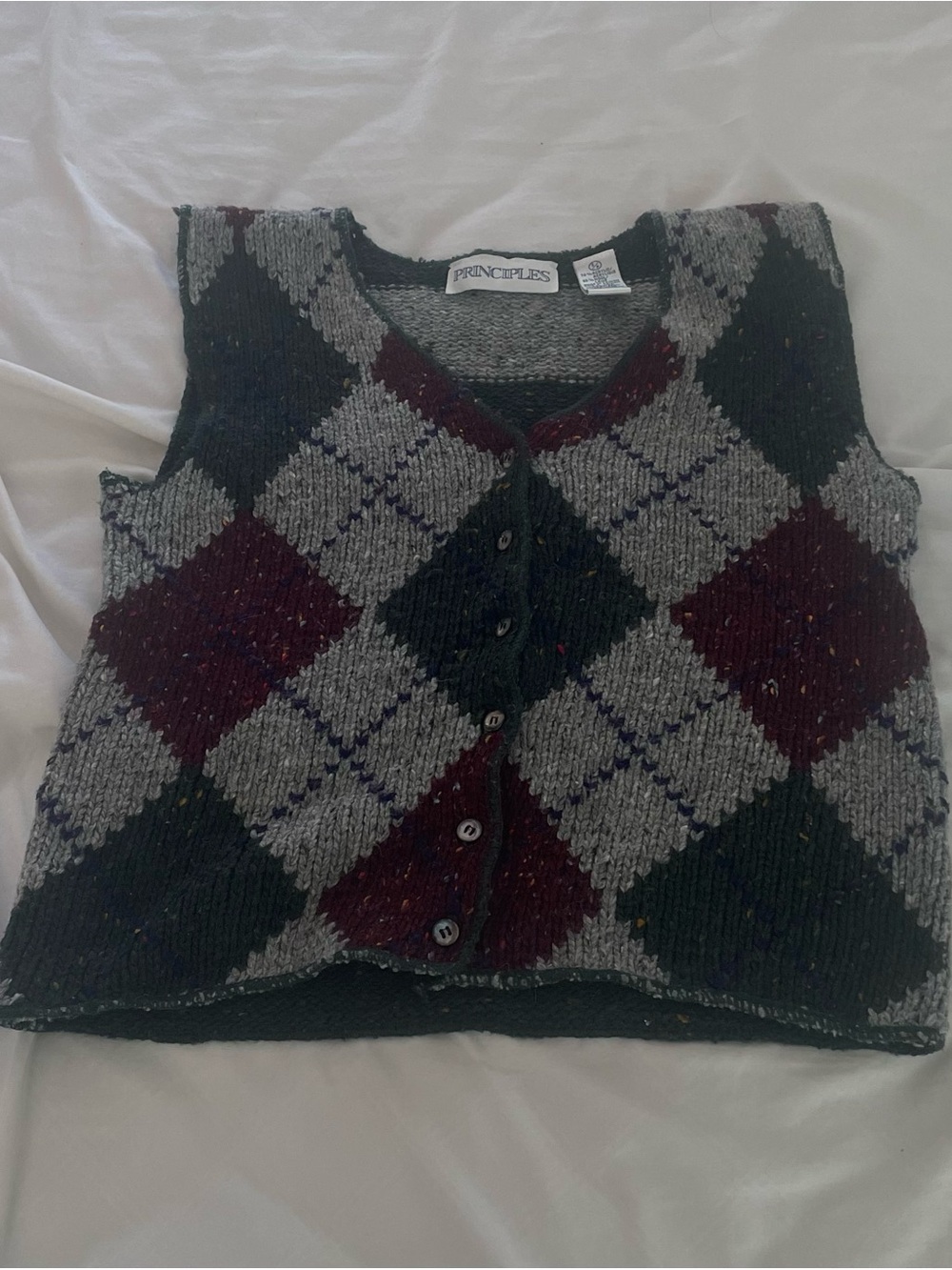 Maroon & Gray Argyle Knit Vest
